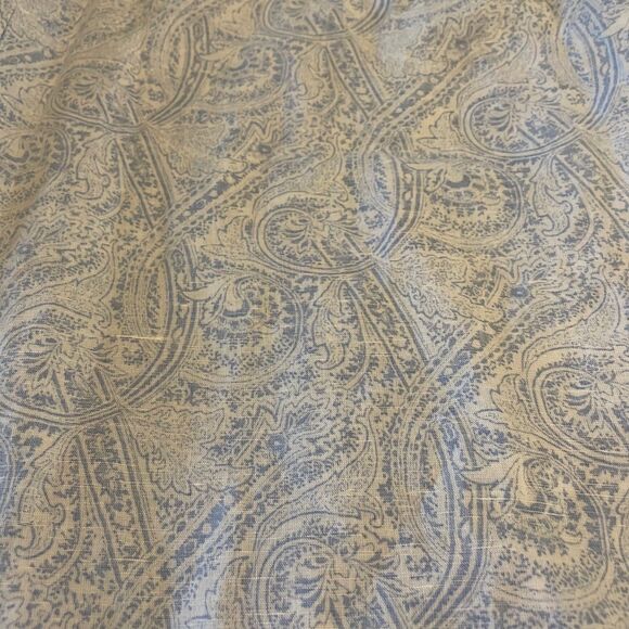 Natural Blue Men's 2XL Button Down  Roll Tab Linen Cotton Blue Paisley Contrast - Picture 9 of 9